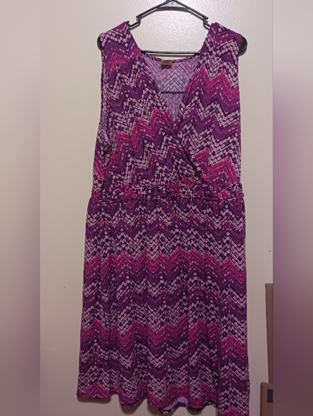 Faded Glory Womens Sleeveless Purple & Pink Chevron Wrap Dress 4x(26w/28w) A-10